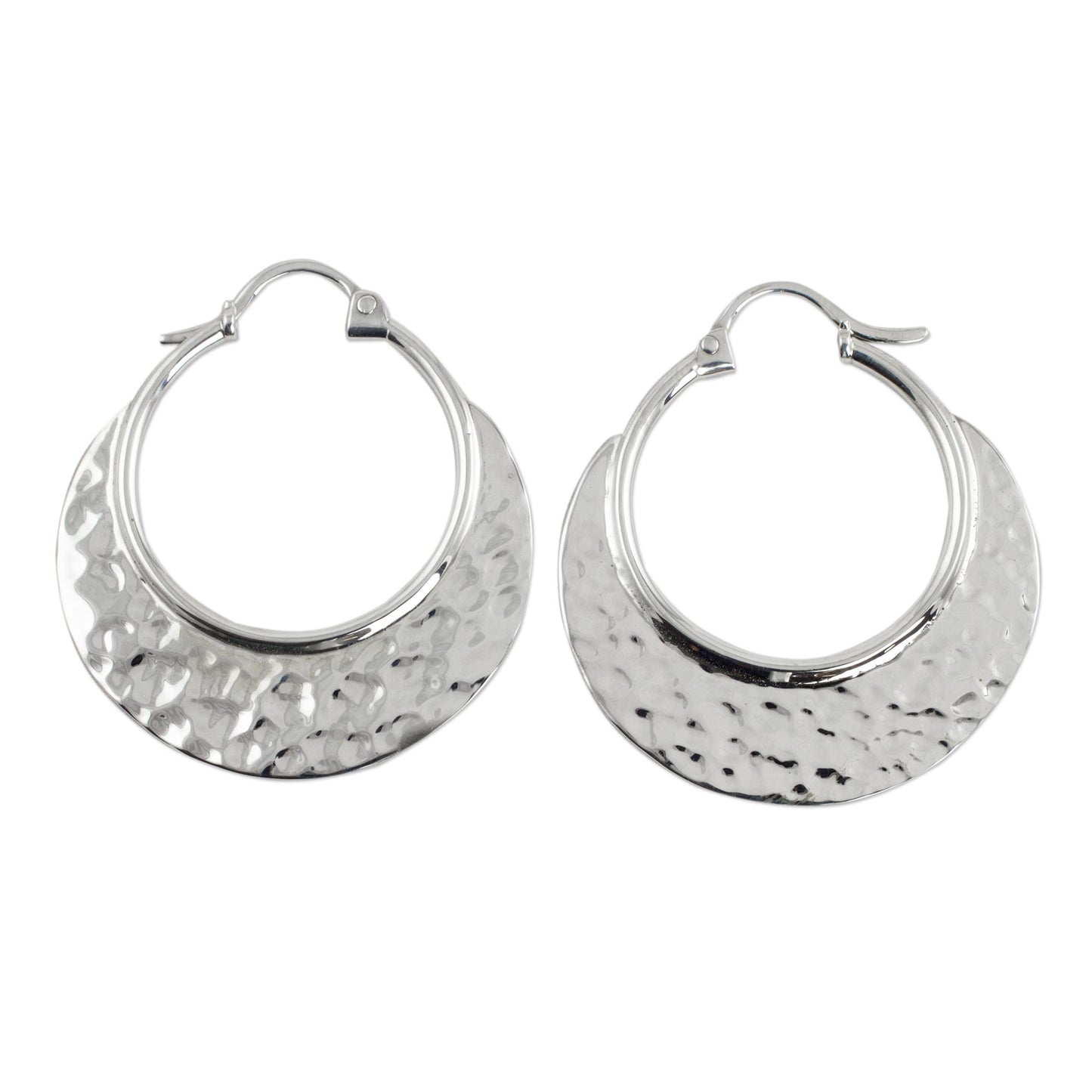 Rustic Elegance Hand Crafted Sterling Silver Hammered Hoop Earrings