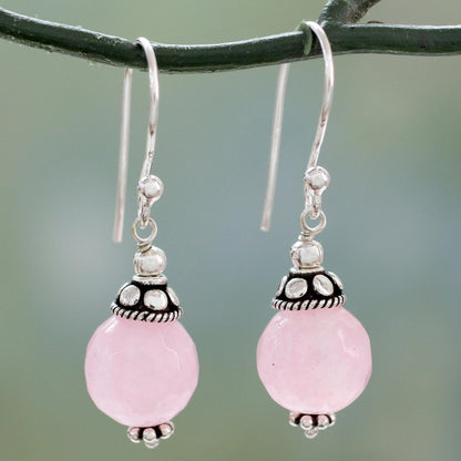 Royal Discretion Pink Chalcedony Dangle Earrings with Sterling Silver