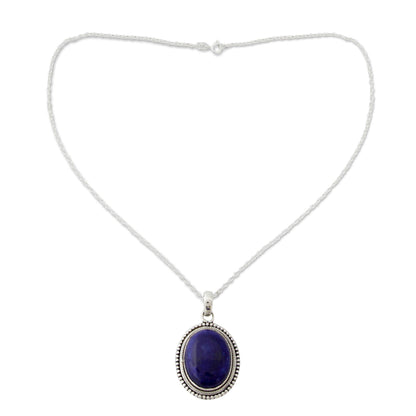 Lapis Lazuli & Sterling Silver Oval Pendant Necklace