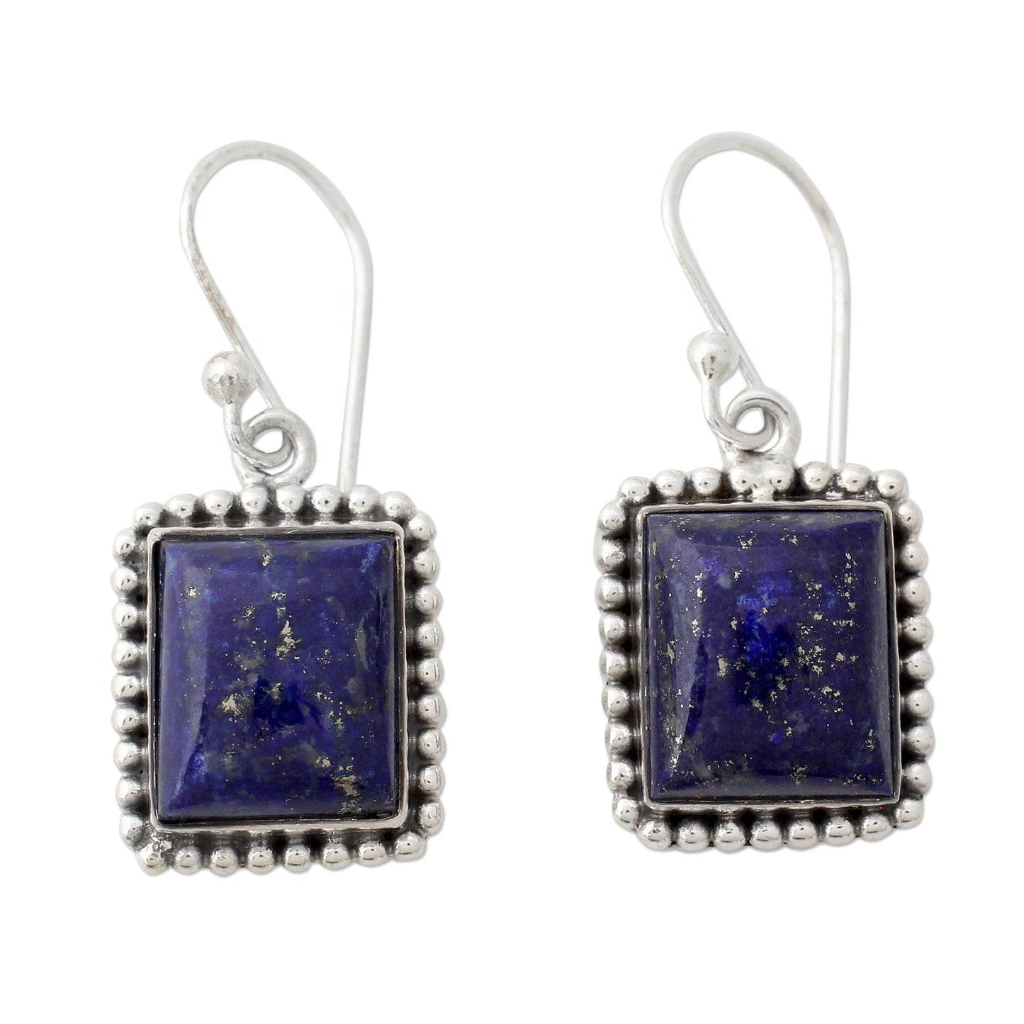 Good Will Spirit Sterling Silver Dangle Earrings from India with Lapis Lazuli