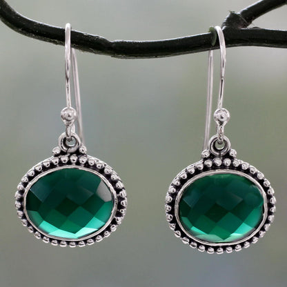 Green Onyx & Sterling Silver Drop Earrings