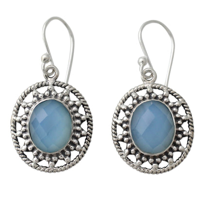 Azure Ice Fair Trade Silver Earrings with Pale Blue Chalcedony