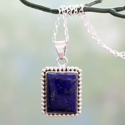 Good Will Spirit 925 Sterling Silver Necklace from India with Lapis Lazuli