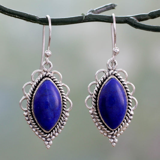 Indian Ocean Sterling Silver Earrings with Deep Blue Lapis Lazuli Gems