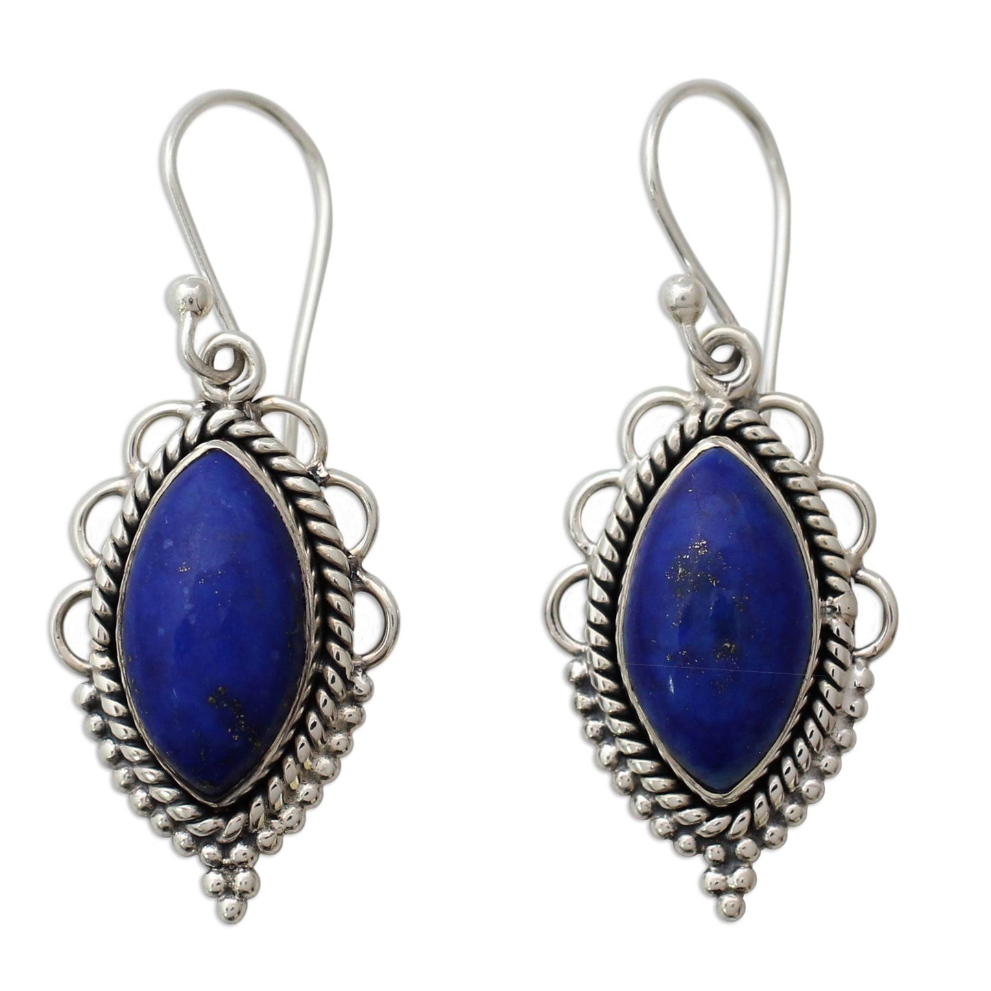 Indian Ocean Sterling Silver Earrings with Deep Blue Lapis Lazuli Gems