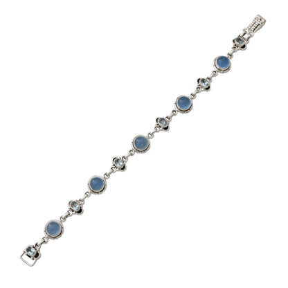 Serene Azure Multi-Gem Silver Link Bracelet