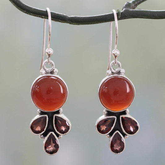 Carnelian & Garnet Dangle Earrings