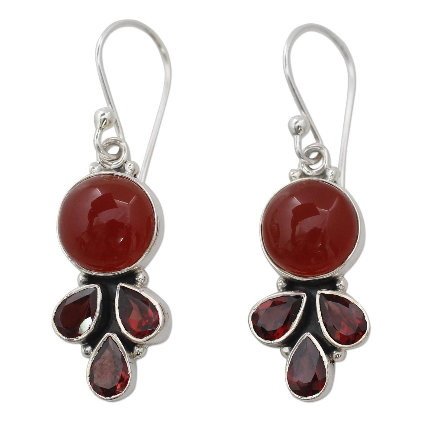 Carnelian & Garnet Dangle Earrings