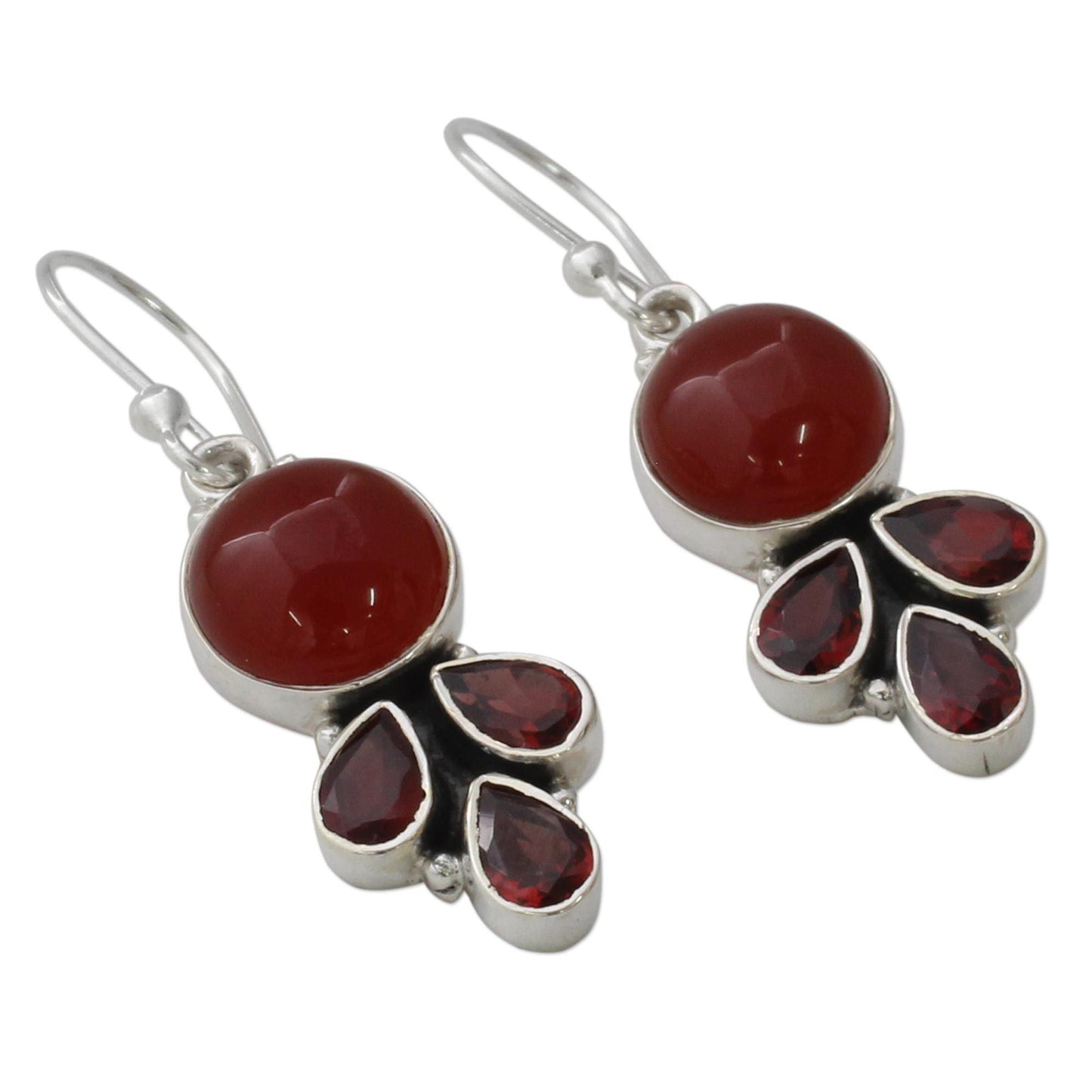 Carnelian & Garnet Dangle Earrings