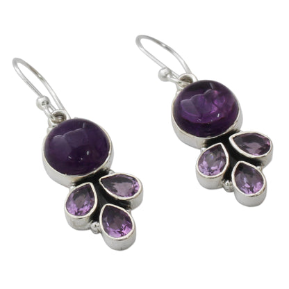 Lilac Color Amethyst Silver Dangle Earrings