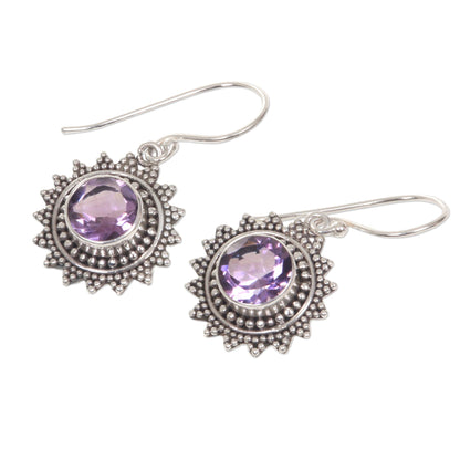 Purple Sunshine Amethyst & Silver Dangle Earrings