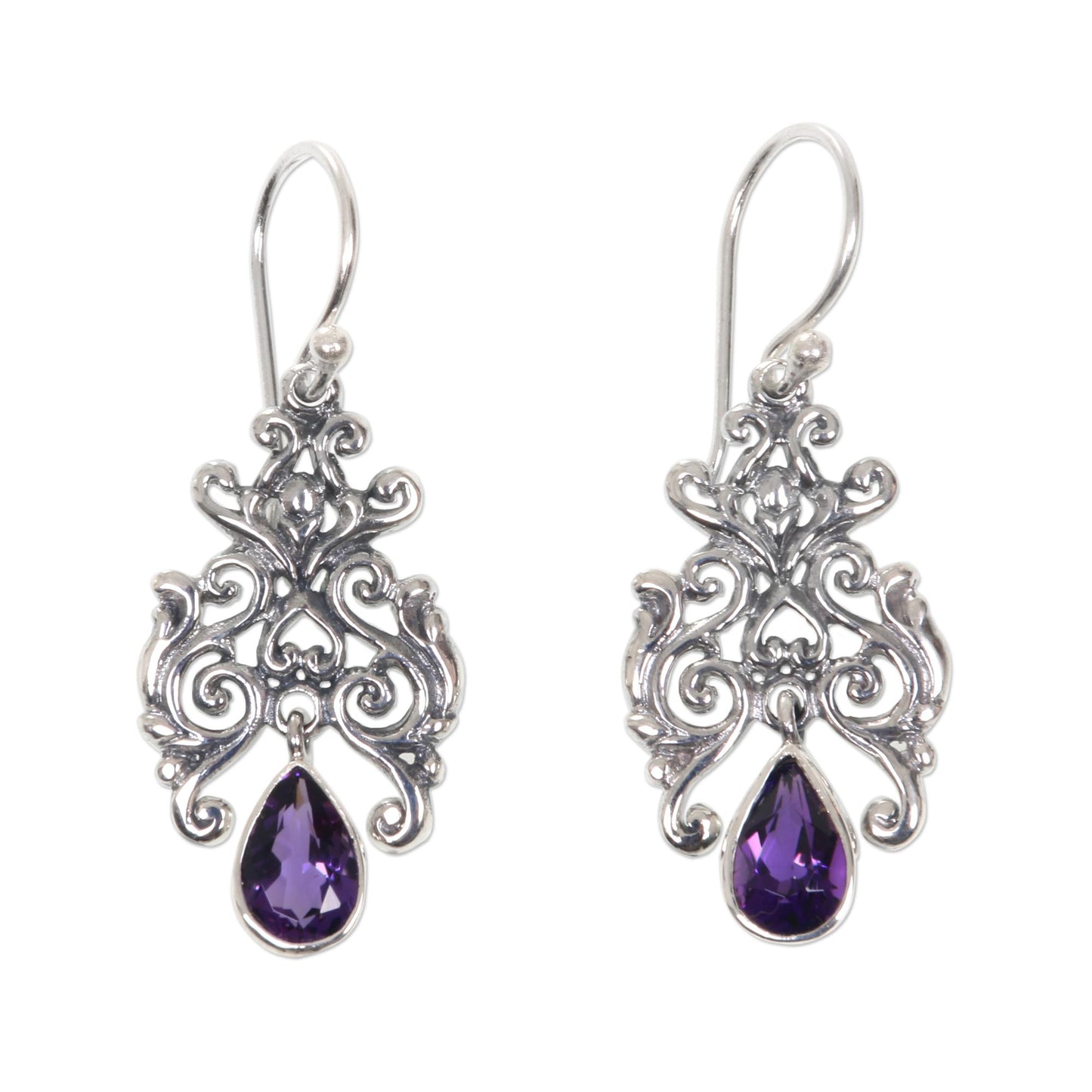 Purple Forest Artisan Crafted Amethyst and Sterling Silver Dangle Earrings