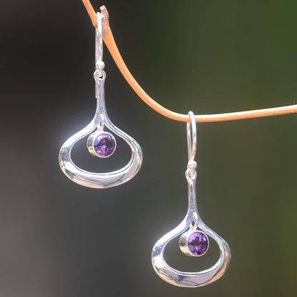 Minimalist Raindrop Amethyst Earrings