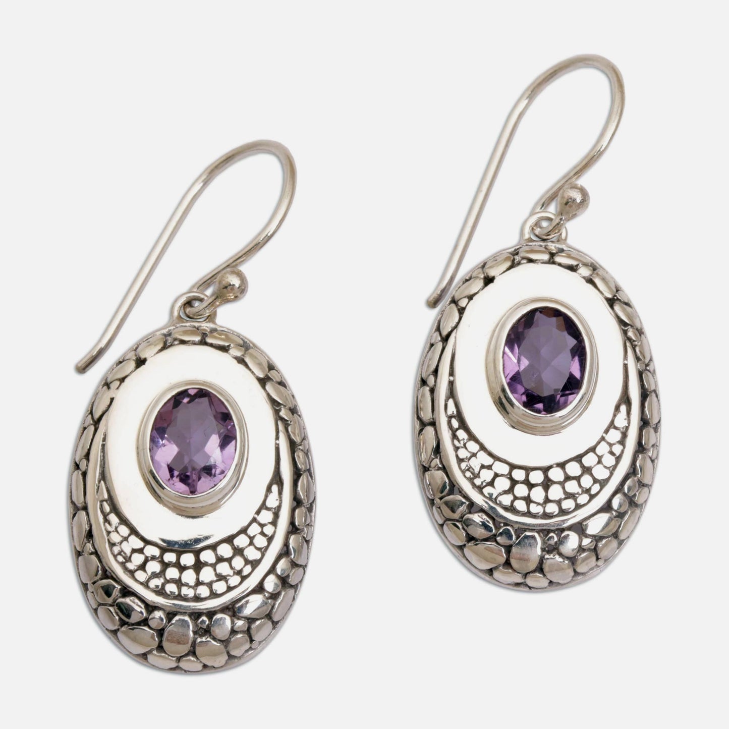 Brilliance Hand Crafted Amethyst and Sterling Silver Dangle Earrings