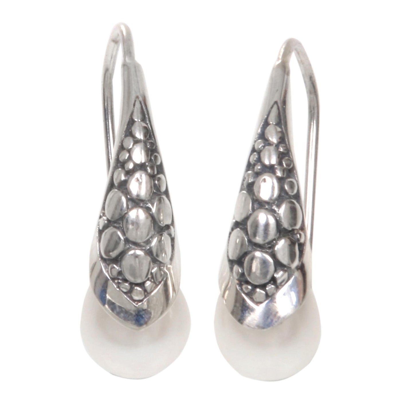 White Pearl Sterling Silver Drop Earrings