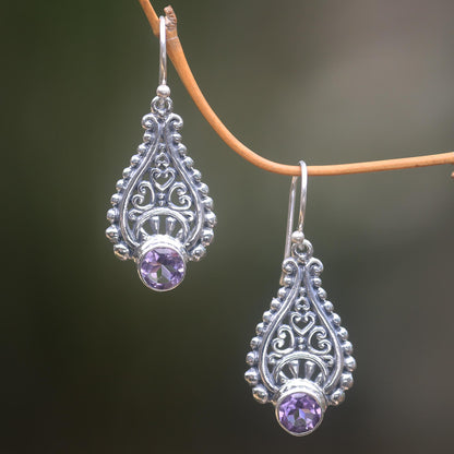 Tears of Happiness Lacy Amethyst Earrings Handcrafted with Sterling Silver