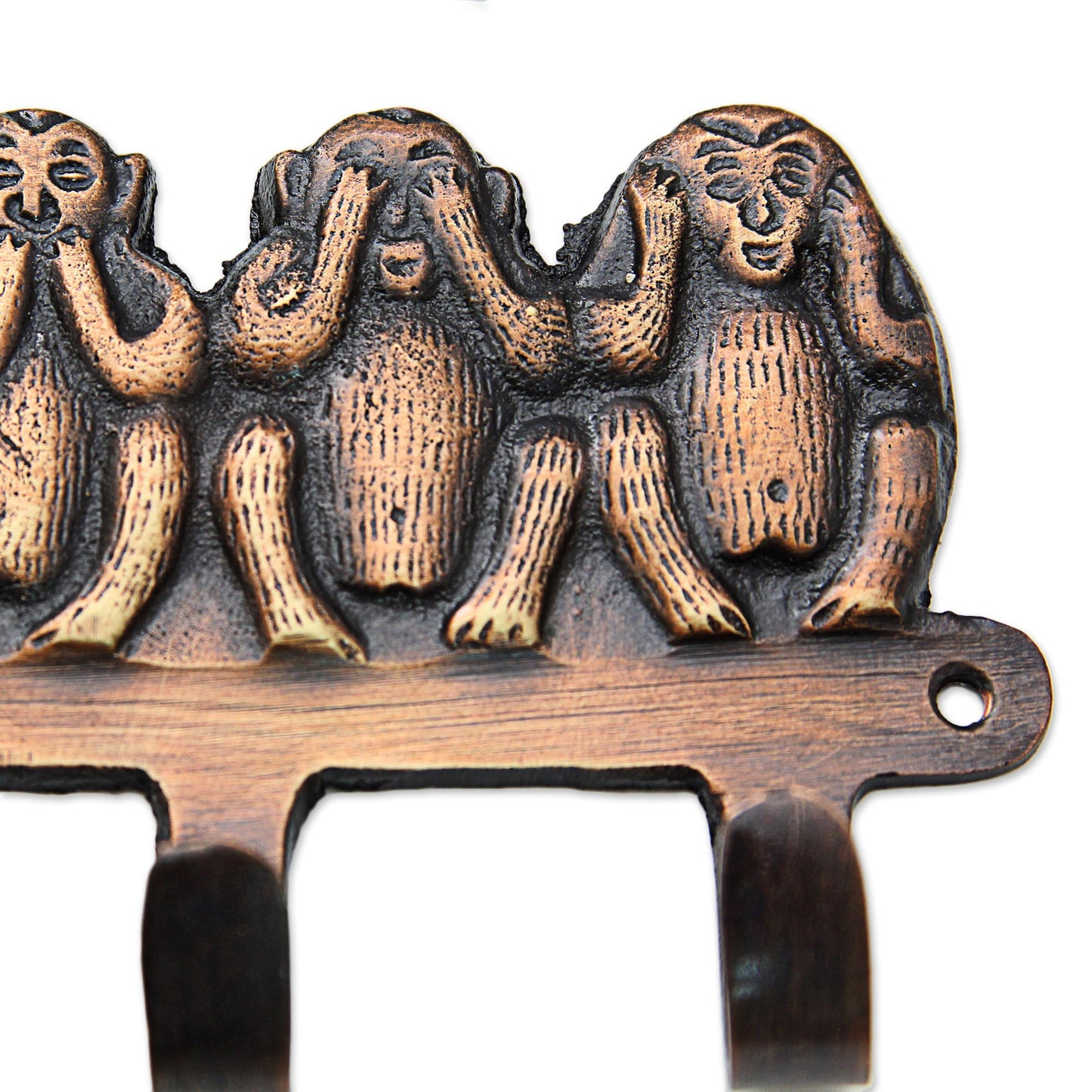 Four Wise Monkeys Hand Crafted Monkey Brass Key Chain Holder from India