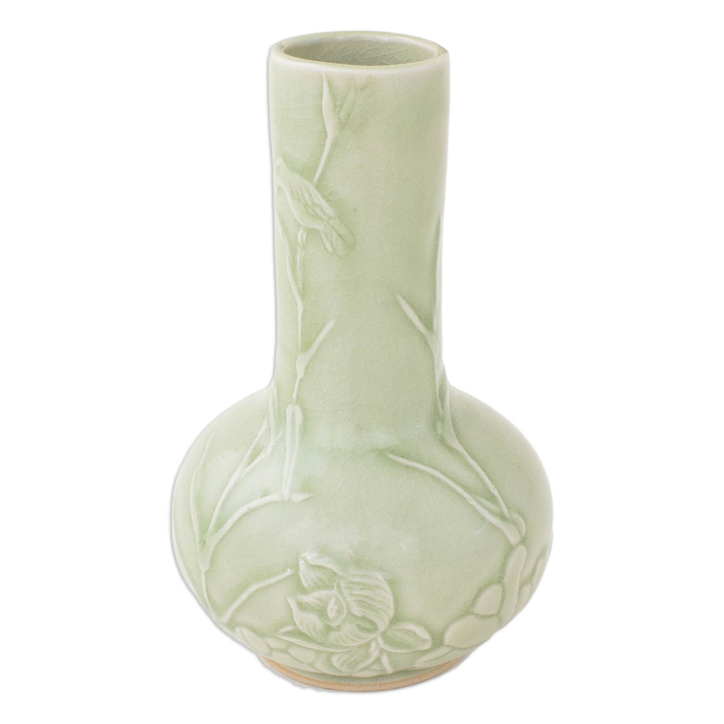 Tranquility Thai Artisan Crafted Nature Inspired Ceramic Green Vase