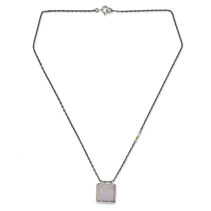 Shimmering Sky Drusy Pendant Necklace with Pearl and Gold Accents