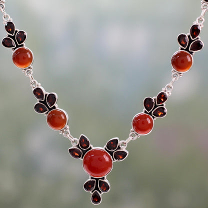 Rose Blossom Garnet & Carnelian Necklace