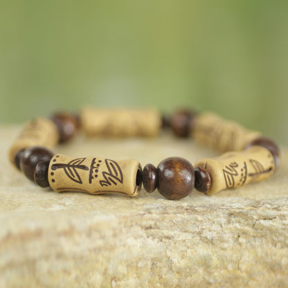 Chocolate Escape Artisan Crafted Sese Wood Recycled Plastic Stretch Bracelet