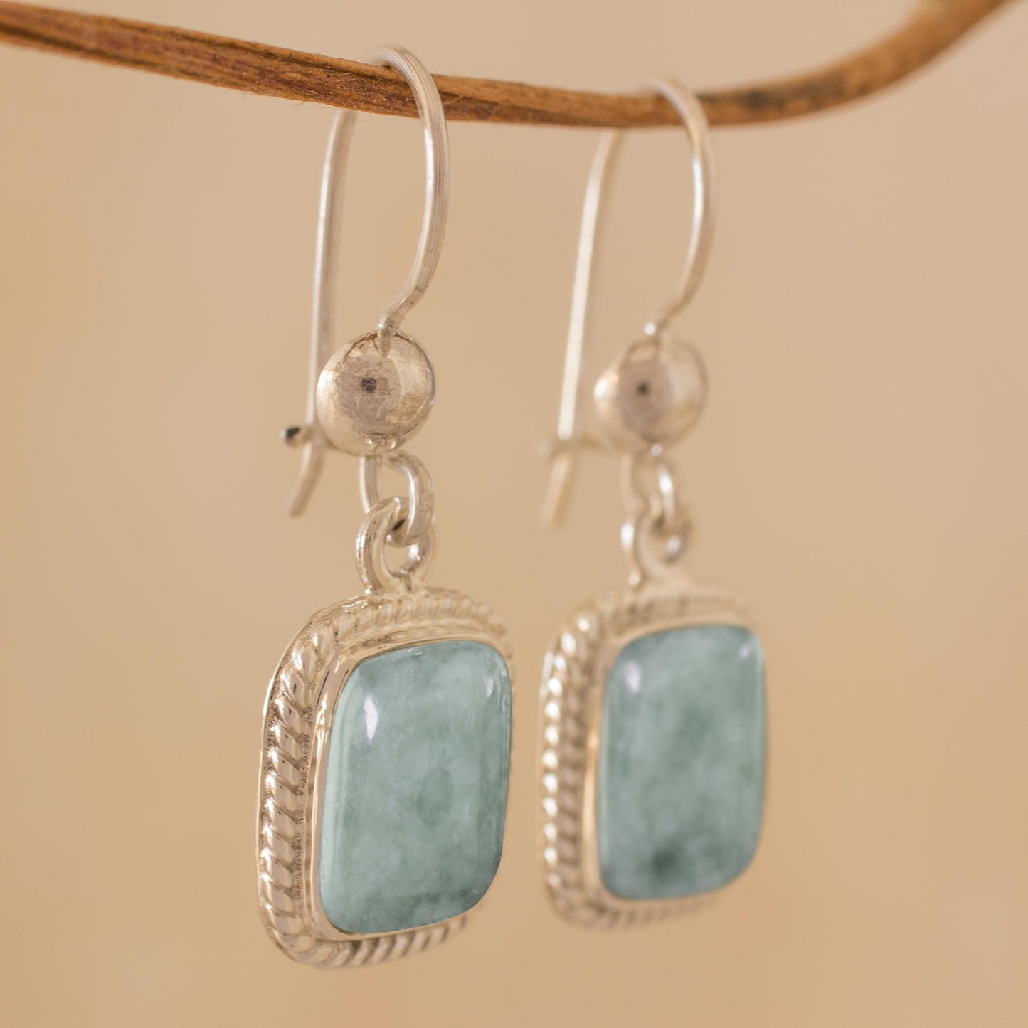 Life Divine Guatemalan Green Jade Artisan Crafted Earrings