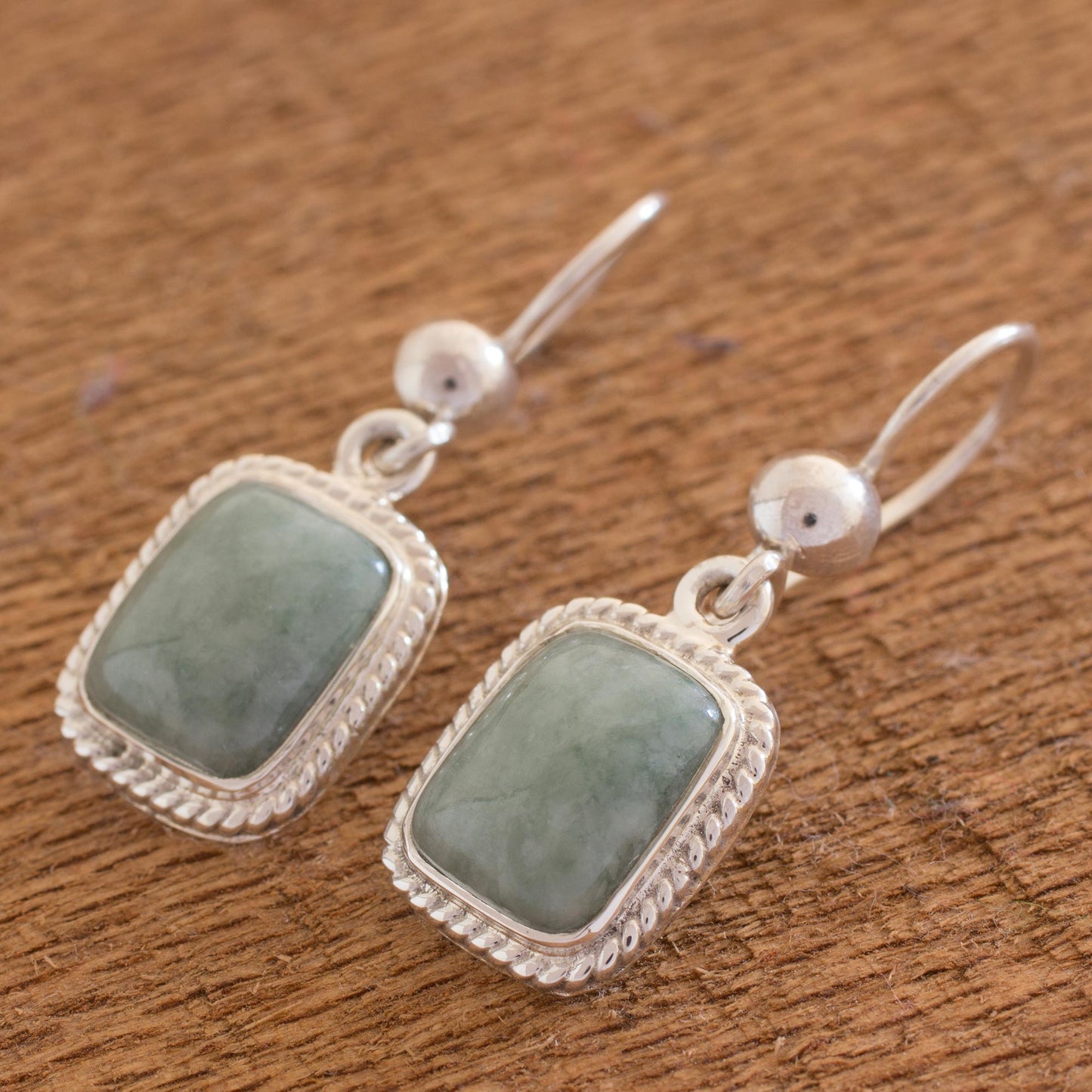 Life Divine Guatemalan Green Jade Artisan Crafted Earrings