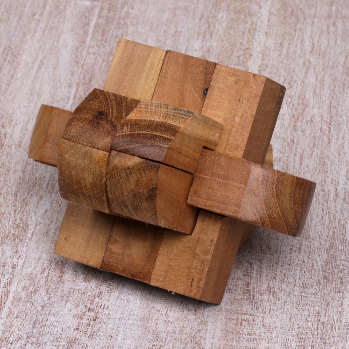 Focus Artisan Crafted Upcycled Teak Wood Puzzle from Java