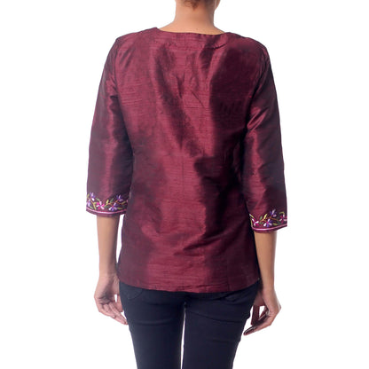 Classy Wine Multicolor Silk Tunic