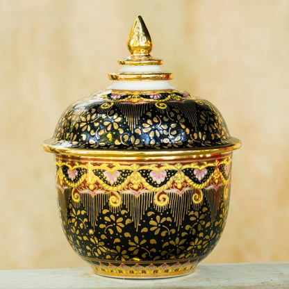 Thai Royal Pride Hand Painted Thai Decorative Benjarong Porcelain Jar