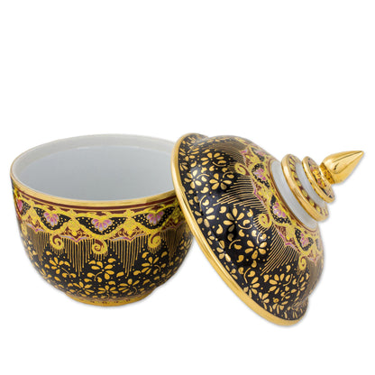 Thai Royal Pride Hand Painted Thai Decorative Benjarong Porcelain Jar