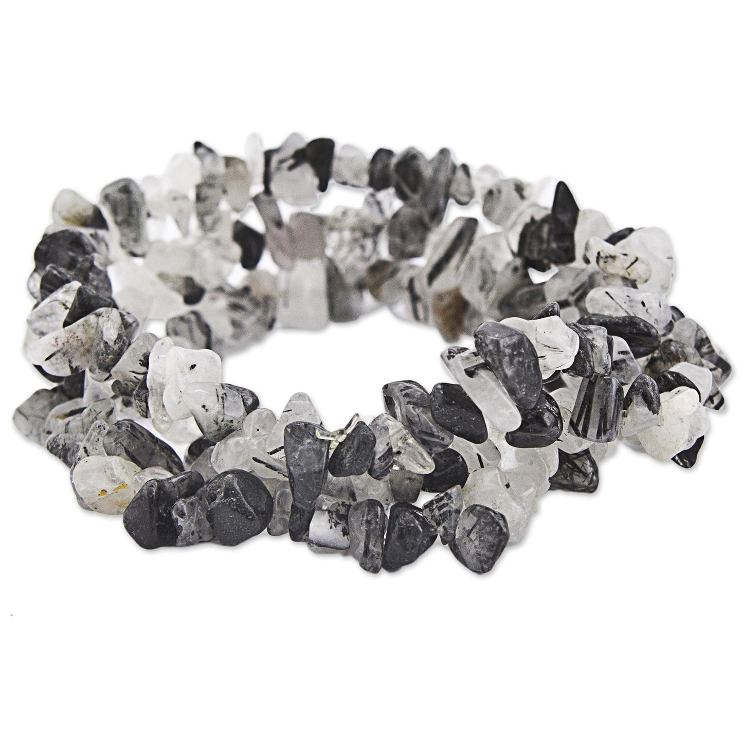 Monochromatic Quartz Tourmaline Bracelet - Set of 3