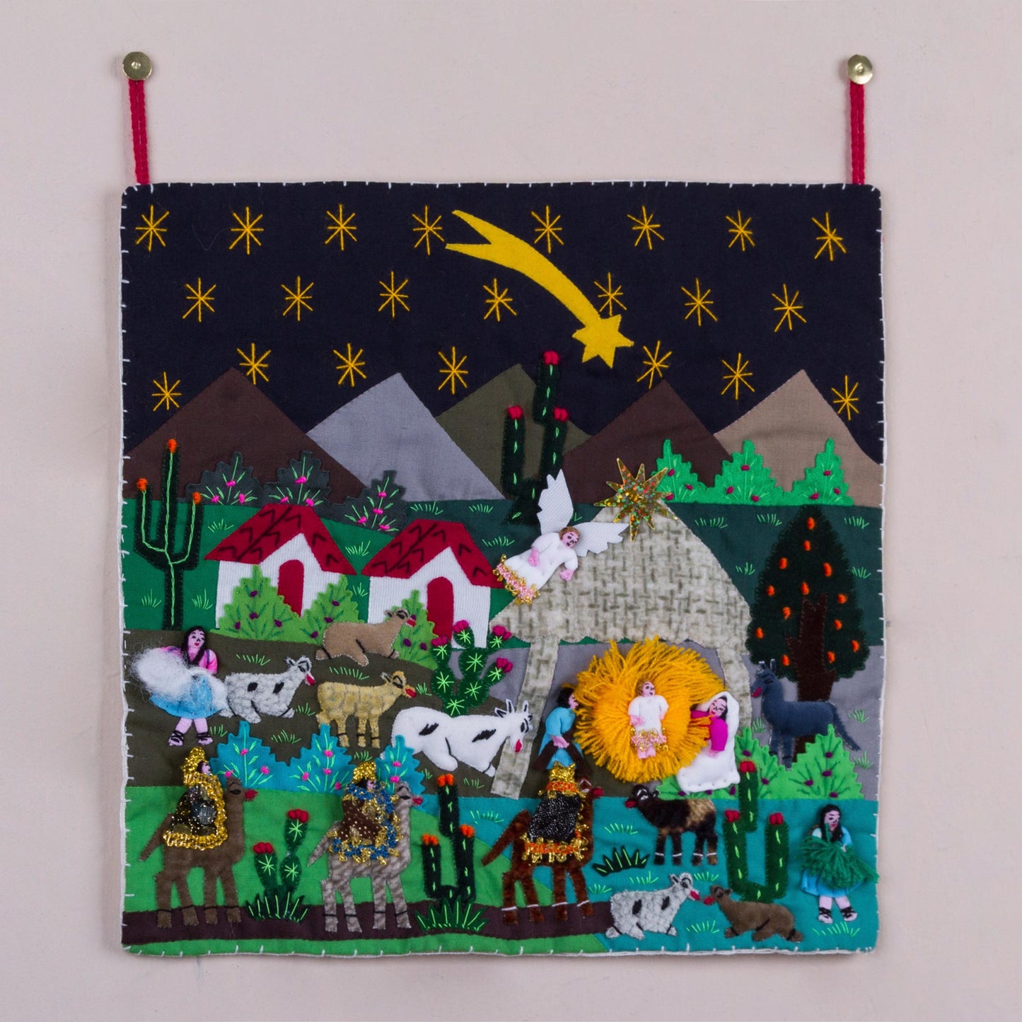 Christmas Star Nativity Applique Wall Hanging