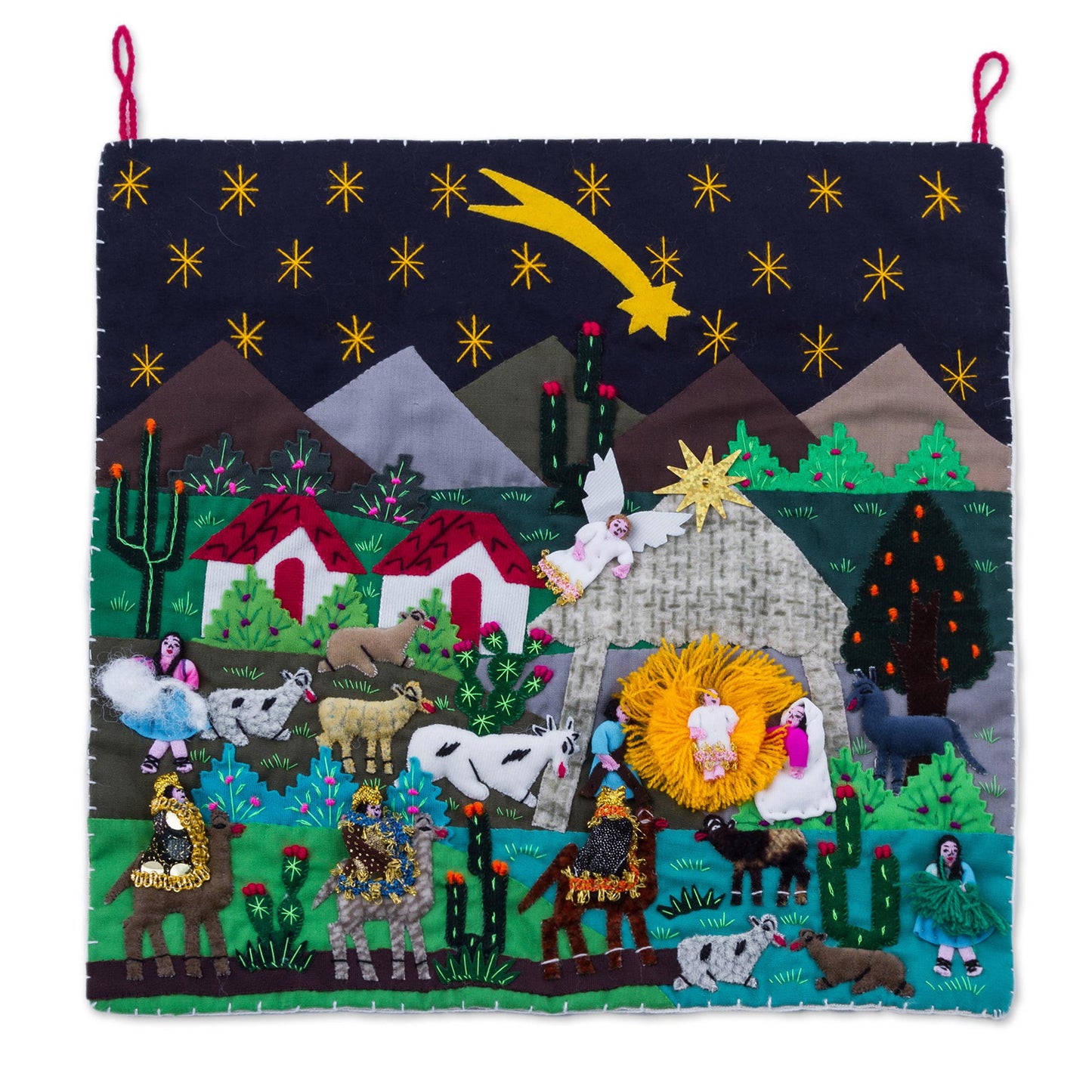 Christmas Star Nativity Applique Wall Hanging