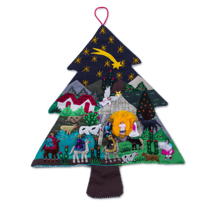 Andean Christmas Pine Handcrafted Andean Christmas Pine Tree Applique Wall Hanging