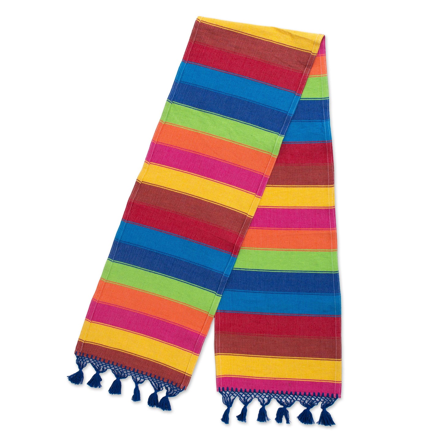 Shimmering Rainbow Mexican Colorful 100% Cotton Artisan Crafted Table Runner