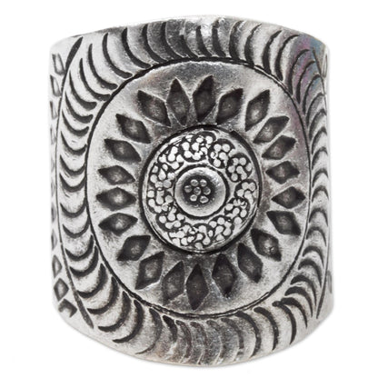 Karen Aster Hand Made Sterling Silver Wrap Ring Floral Thailand