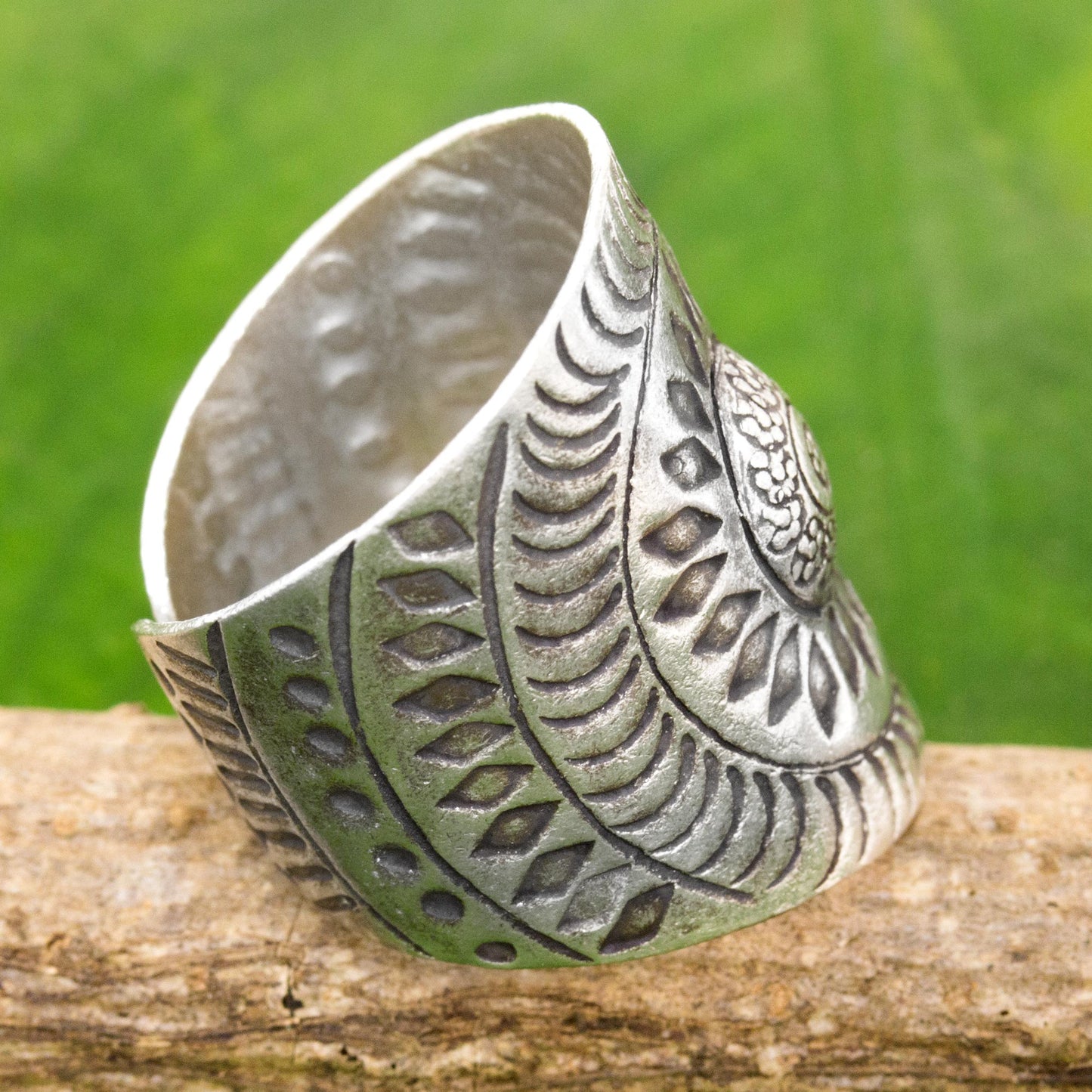 Karen Aster Hand Made Sterling Silver Wrap Ring Floral Thailand