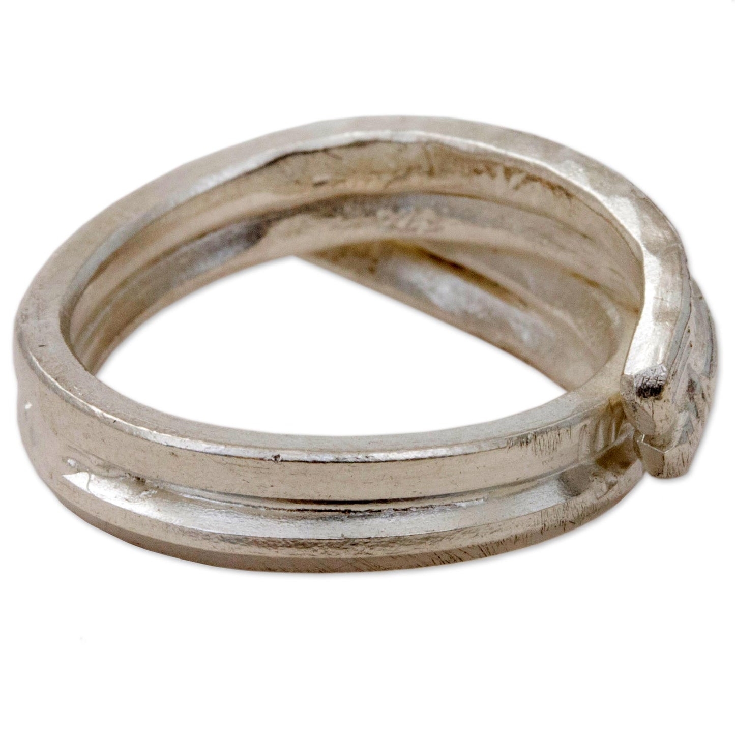 Layers of Love Sterling Silver Cocktail Ring Karen Tribe from Thailand