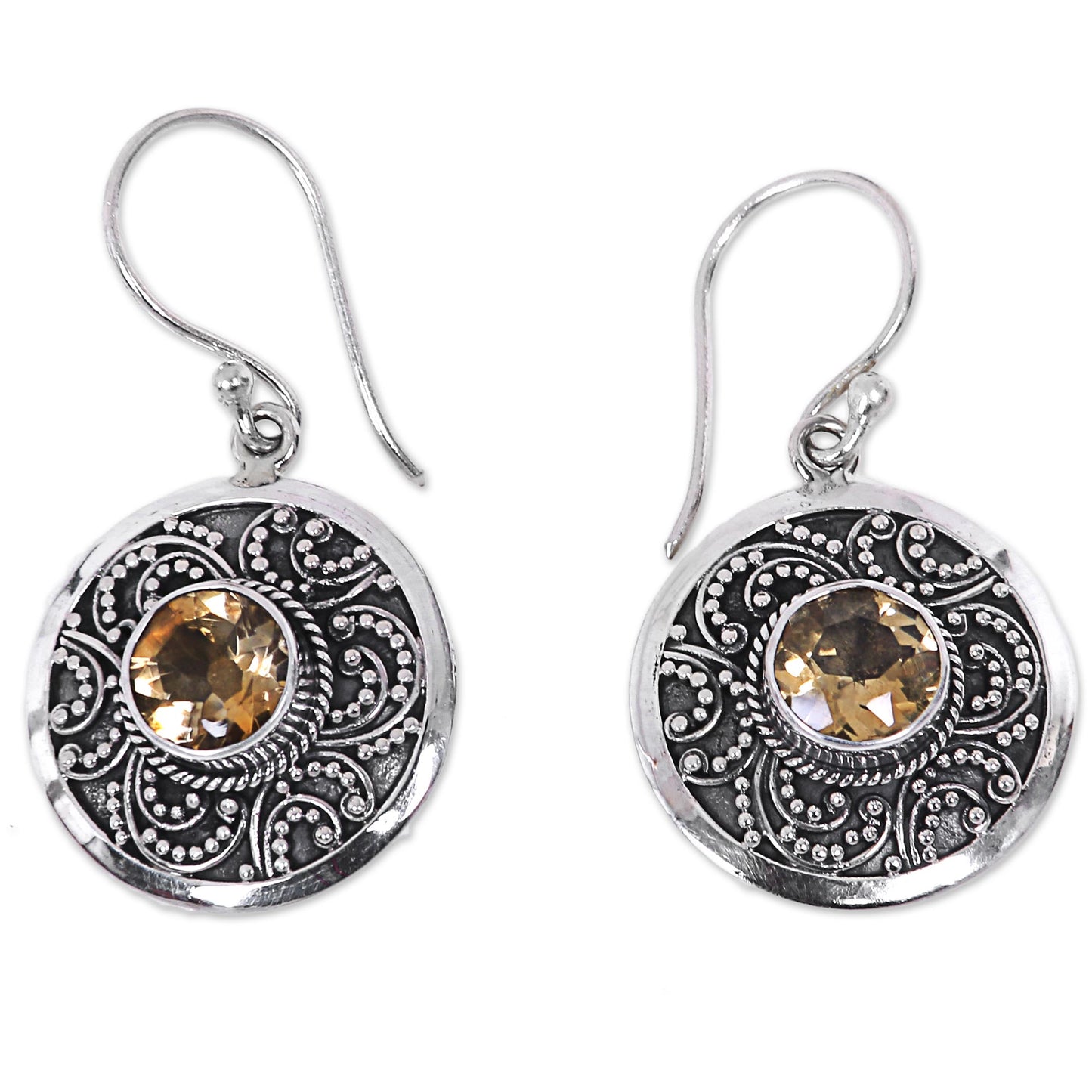 Balinese Aura Sterling Silver Fair Trade Citrine Earrings from Bali