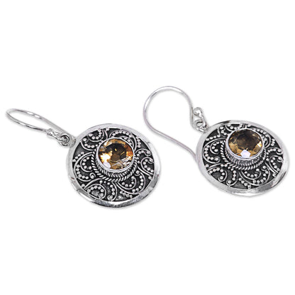 Balinese Aura Sterling Silver Fair Trade Citrine Earrings from Bali