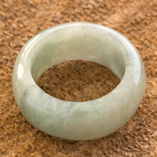 Pale Green Halo Jade Band Ring