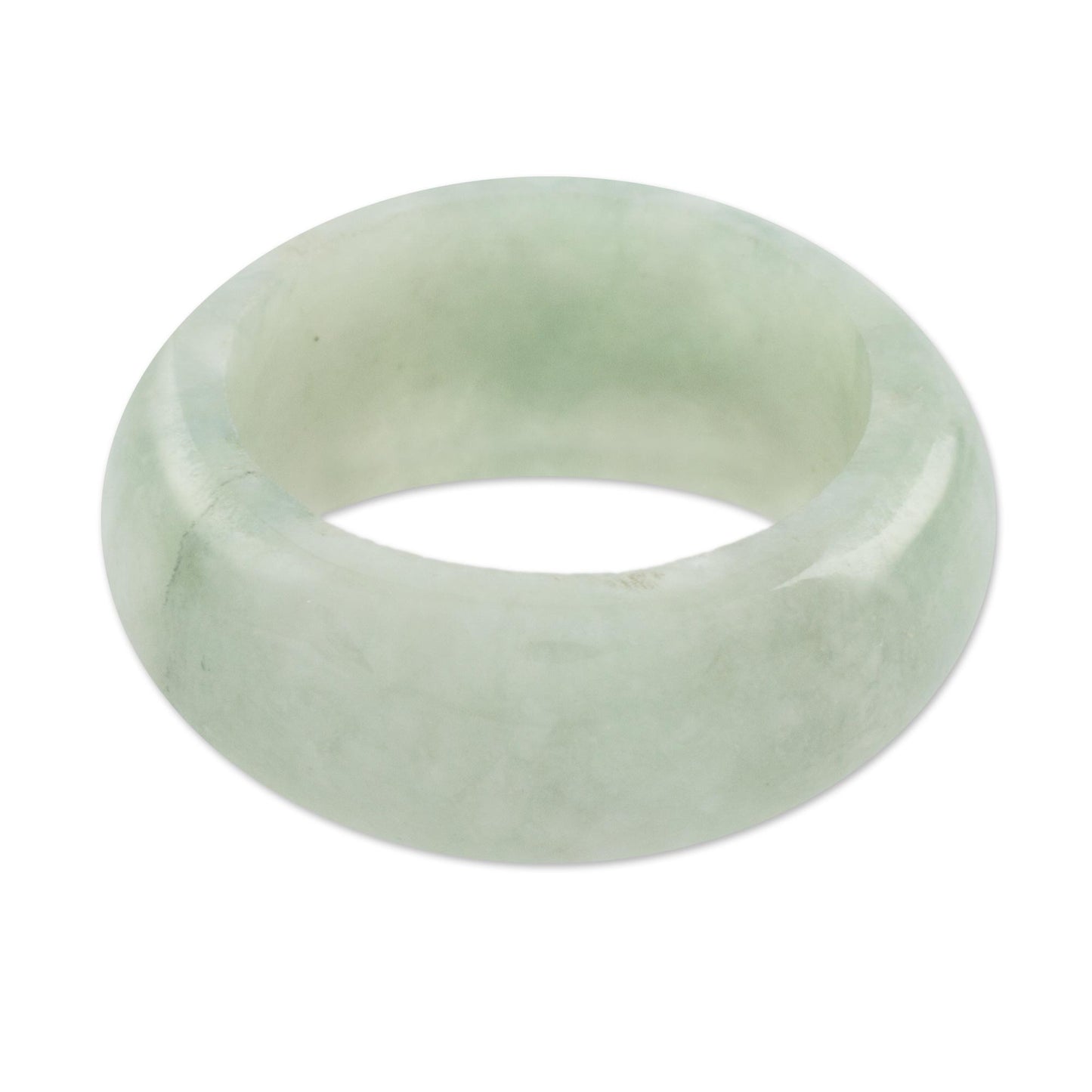 Pale Green Halo Jade Band Ring