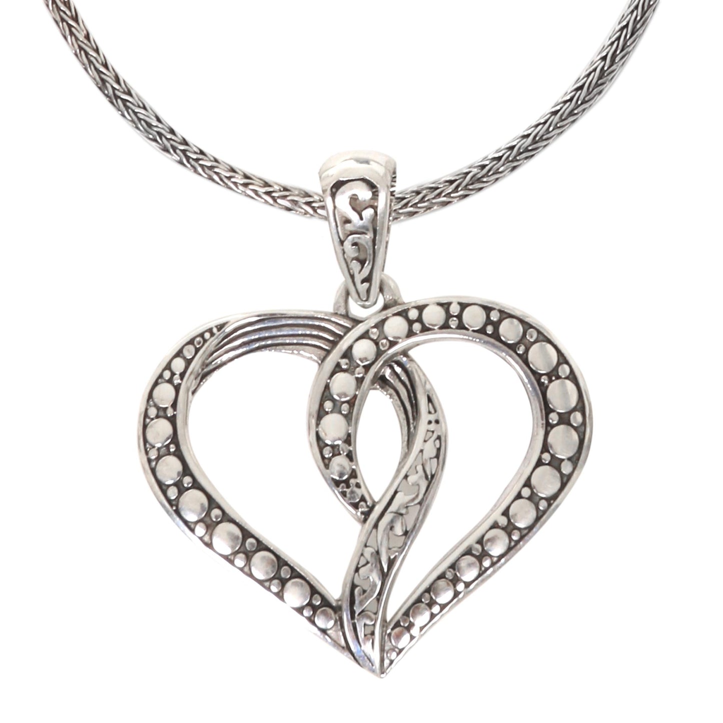 Unity of the Heart Romantic Balinese Heart Necklace Crafted of Sterling Silver