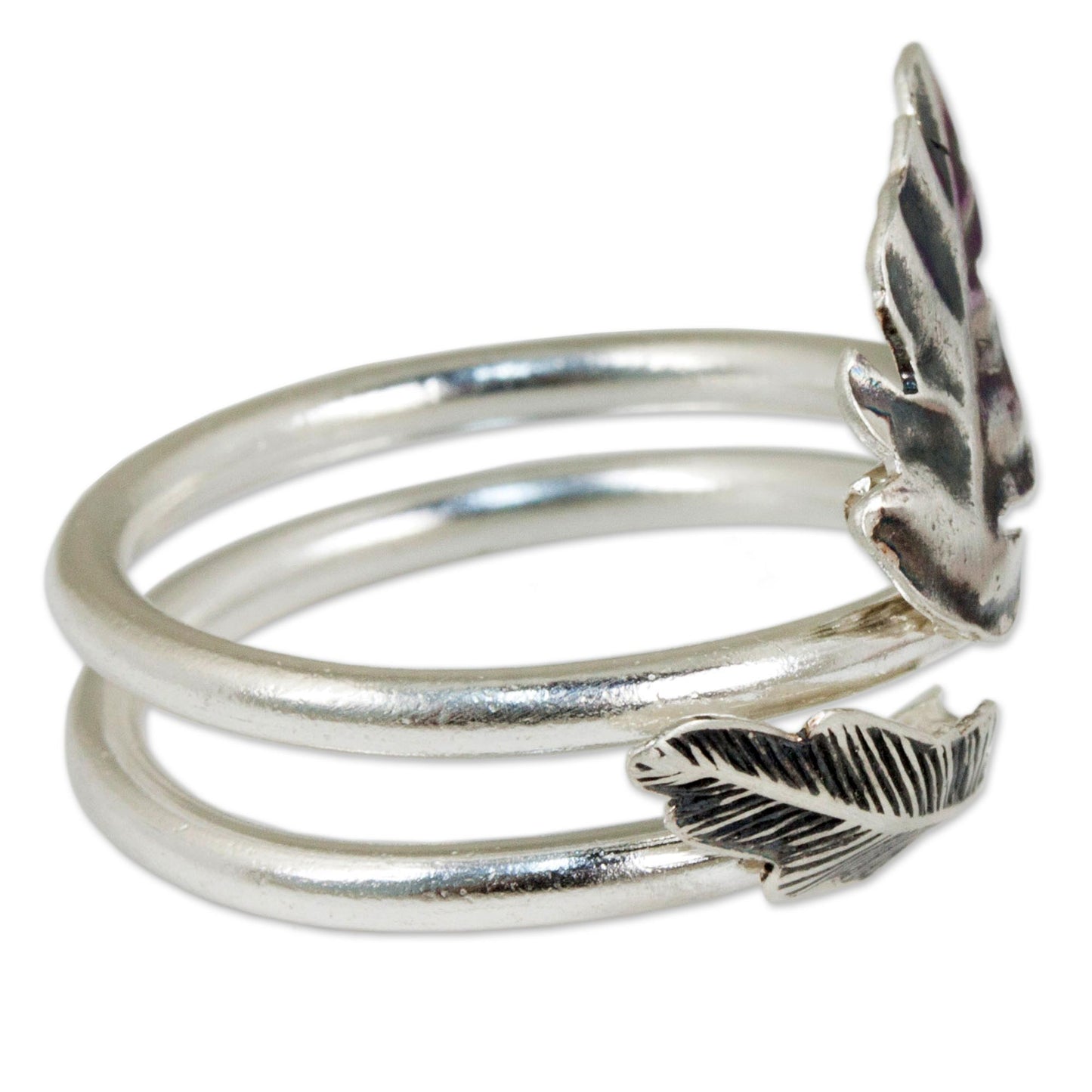 The Leaf Hand Made Sterling Silver Wrap Ring Leaf from Thailand