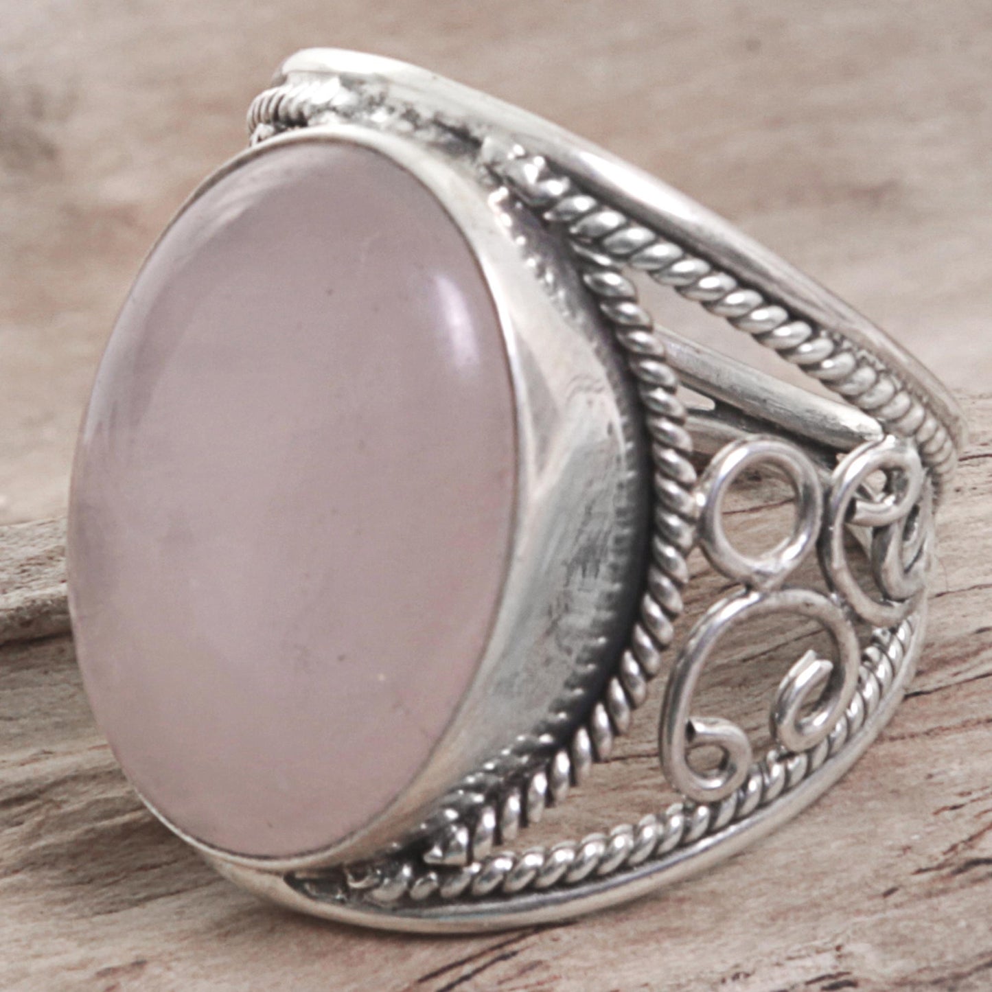 Pink Moon Hand Crafted Sterling Silver Ring from Indonesia