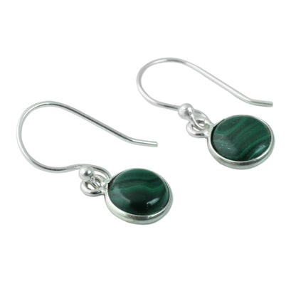 Malachite Spheres Silver Dangle Earrings