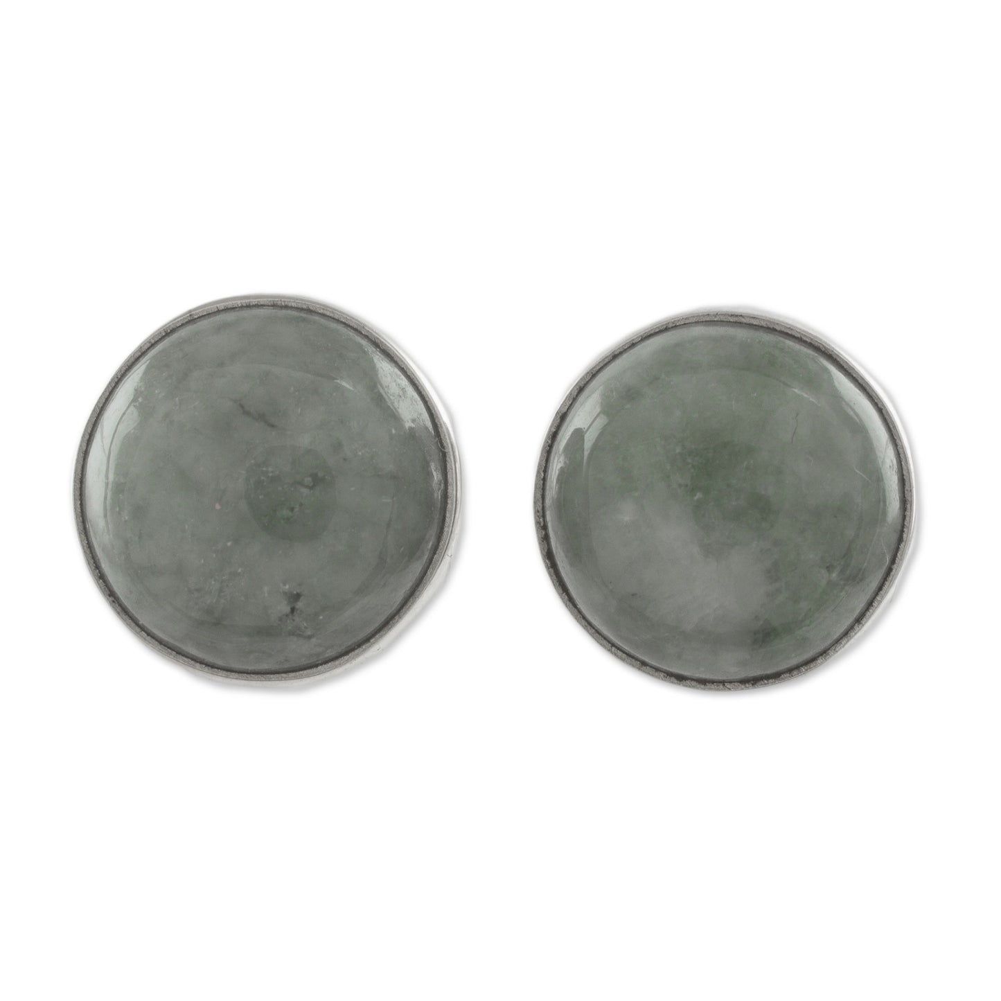 Mayan Harmony in Green Circular Light Green Guatemalan Jade Stud Earrings