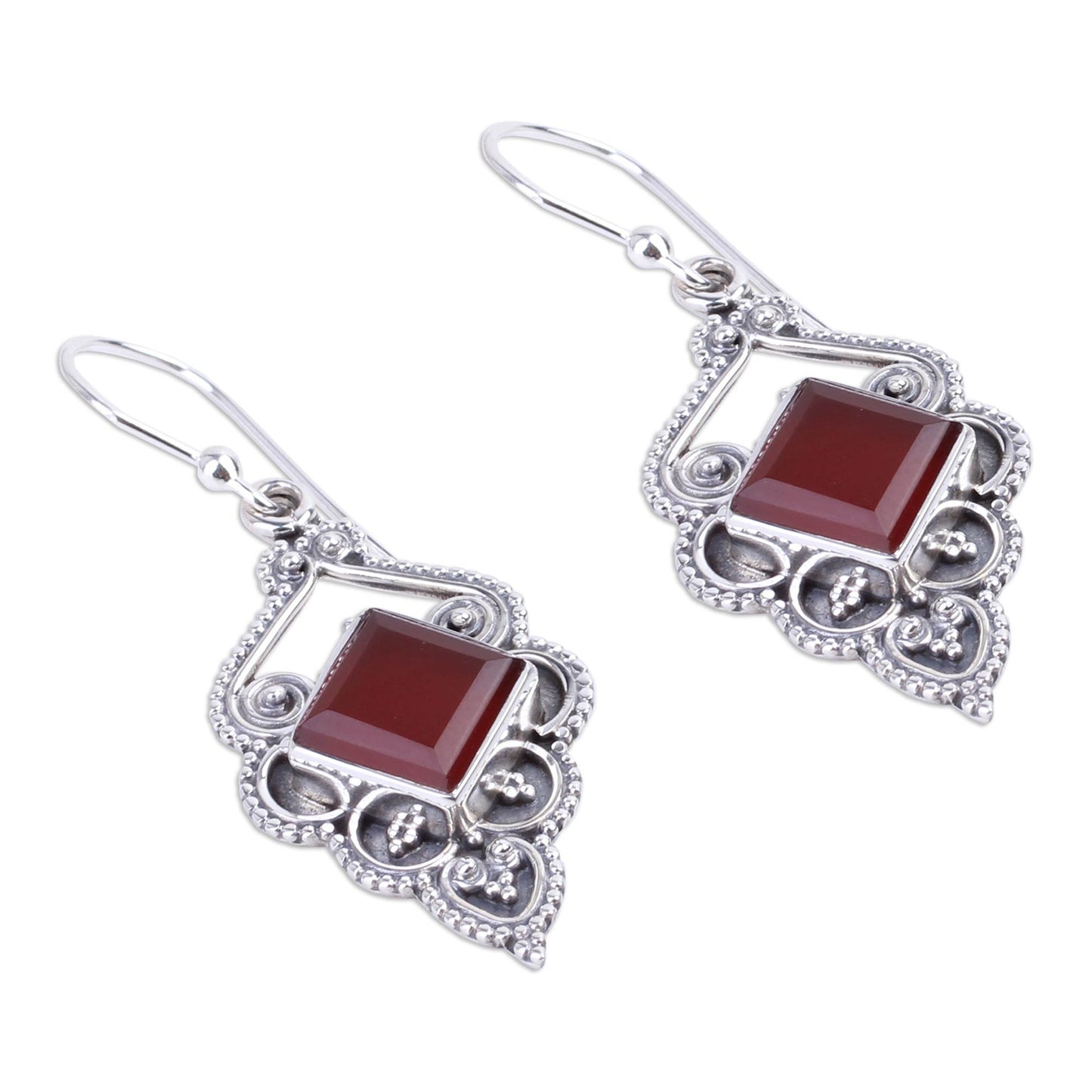 Glorious Orange Carnelian Silver Earrings