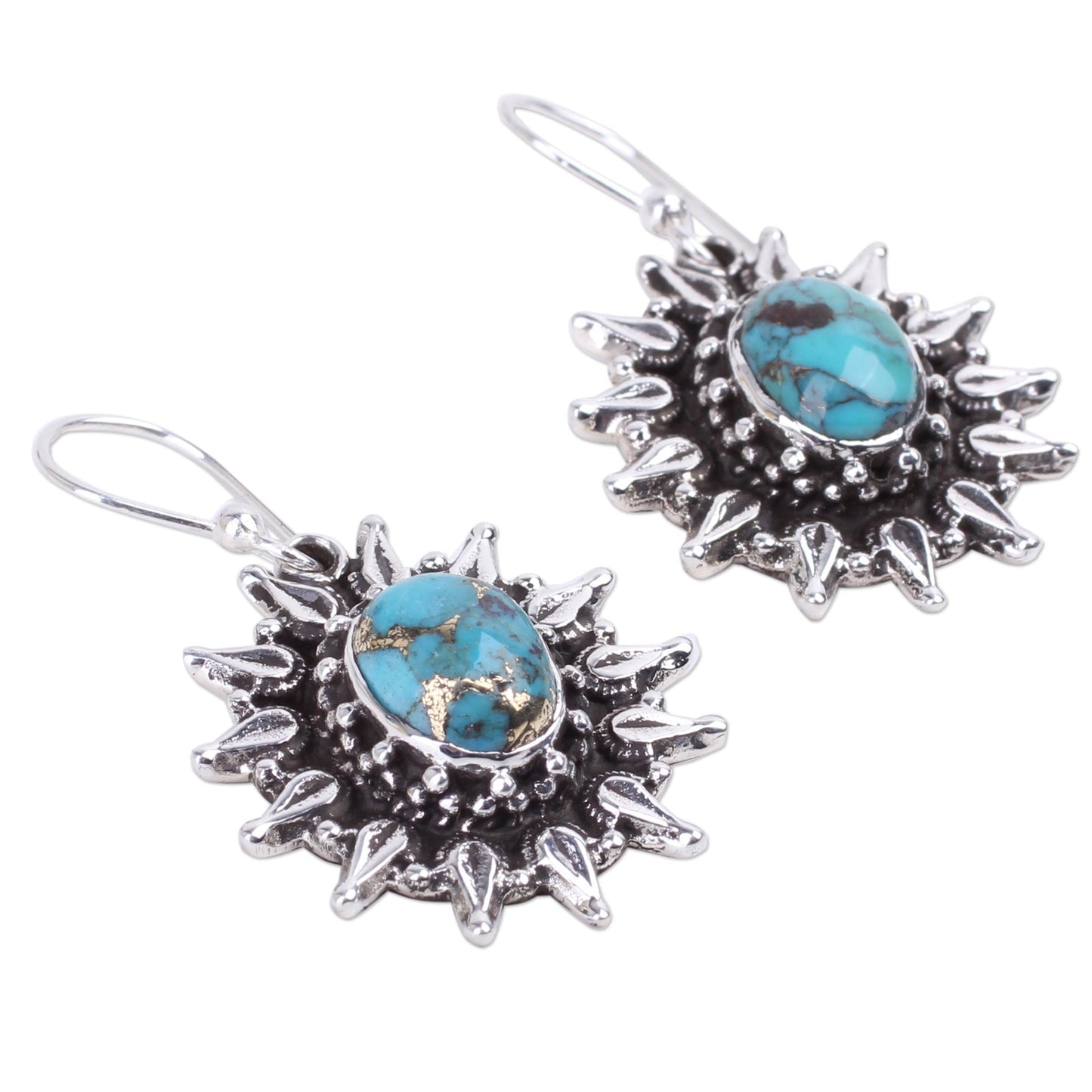 Eternal Radiance Silver and Composite Turquoise Artisan Crafted Earrings